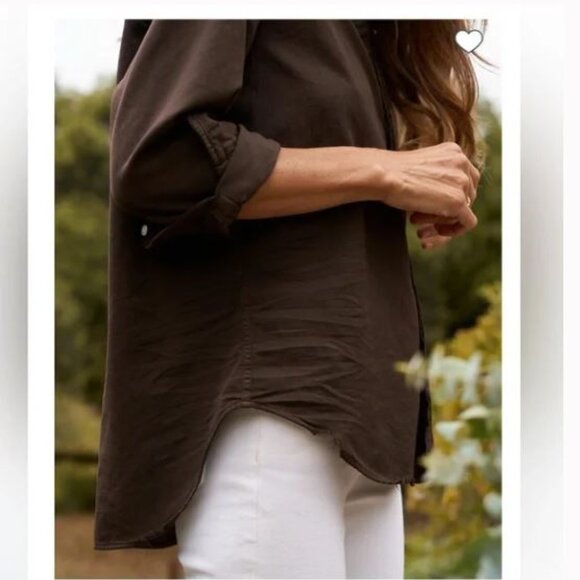 Frank & Eileen - Eileen Relaxed Button-Up Shirt in Espresso Brown Sz M - Picture 2 of 8